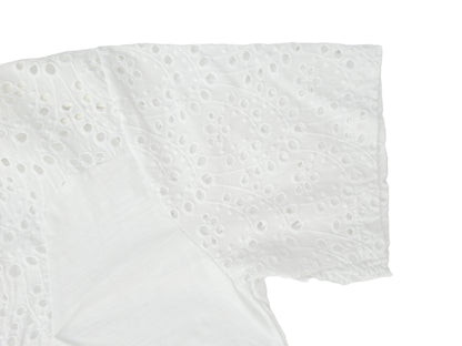 White Lace Detail V-Neck Short Sleeve Top - Summer Boho Style